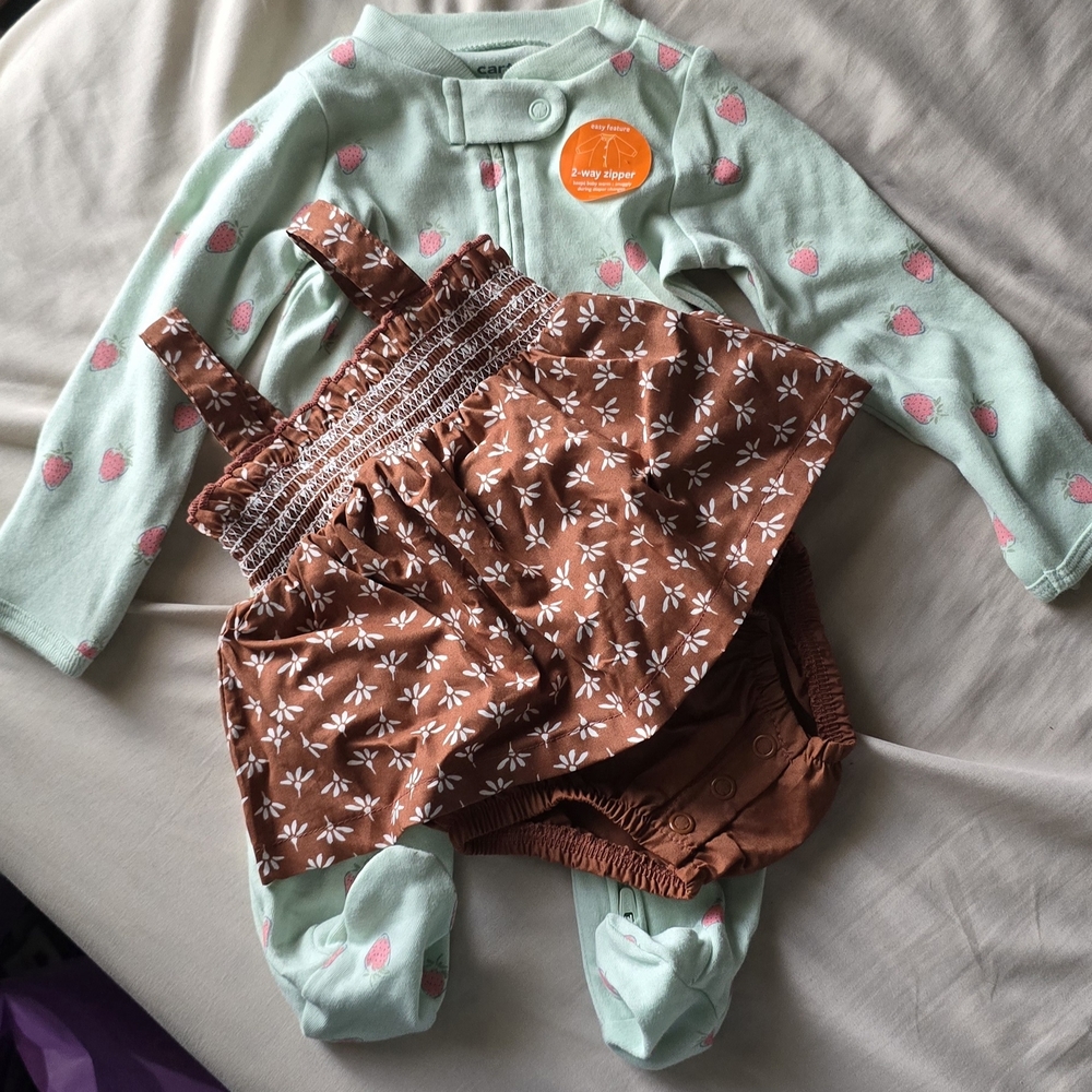Carter's Mint and Brown Babygirl Clothes